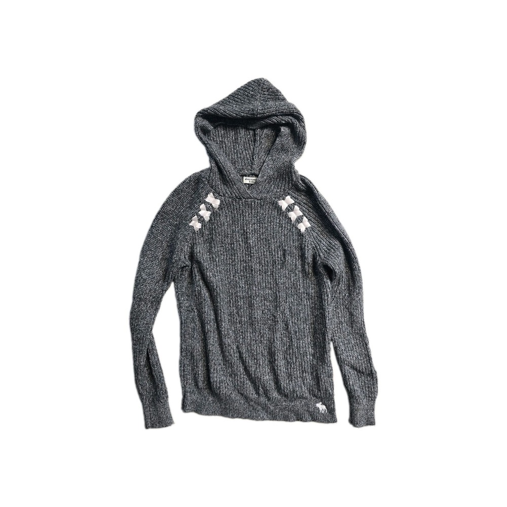 Abercrombie Kids Girls 15/16 Gray Hooded Sweater Reindeer